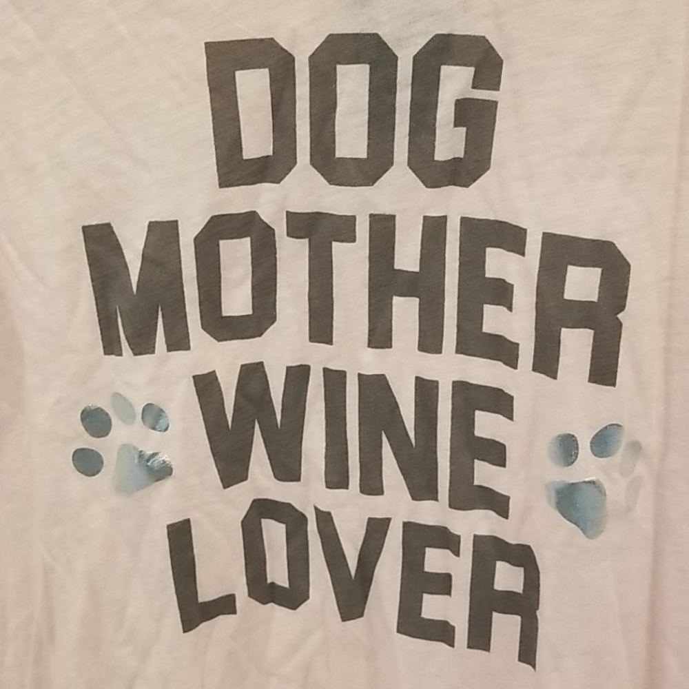 💕PJ SALVAGE💕 Dog & Wine Pajama T-Shirt ~ Dog Mother Wine Lover Blush S NWT - Picture 6 of 10